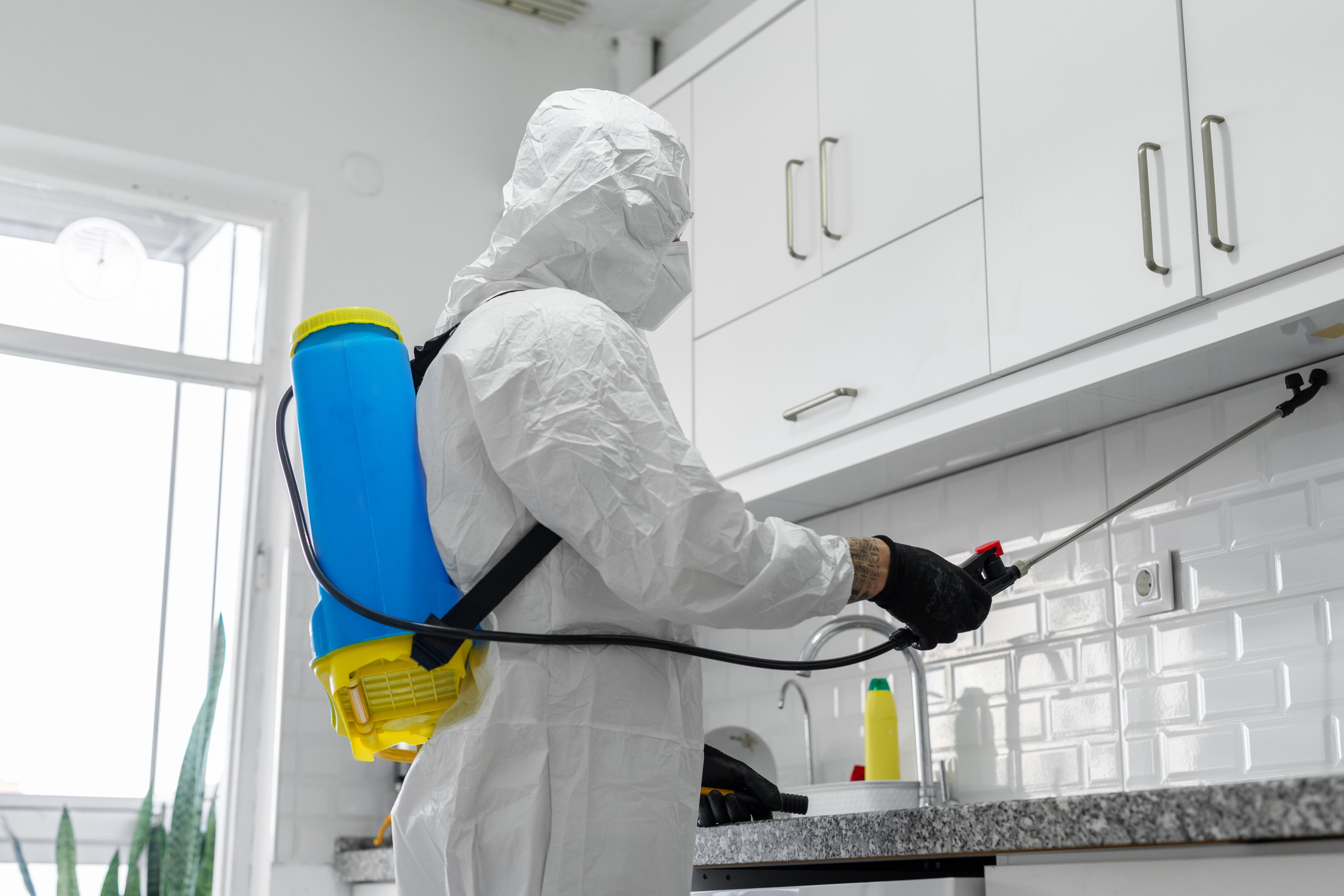 Schädlingsbekämpfung Winnweiler – Kammerjäger in Schutzkleidung bei der Schädlingsbekämpfung